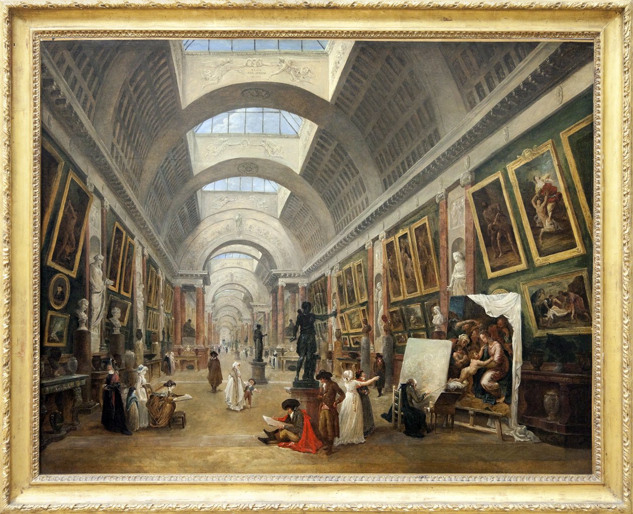 Desenho da Grande Galeria do Louvre 1796 (óleo sobre tela) de Hubert Robert