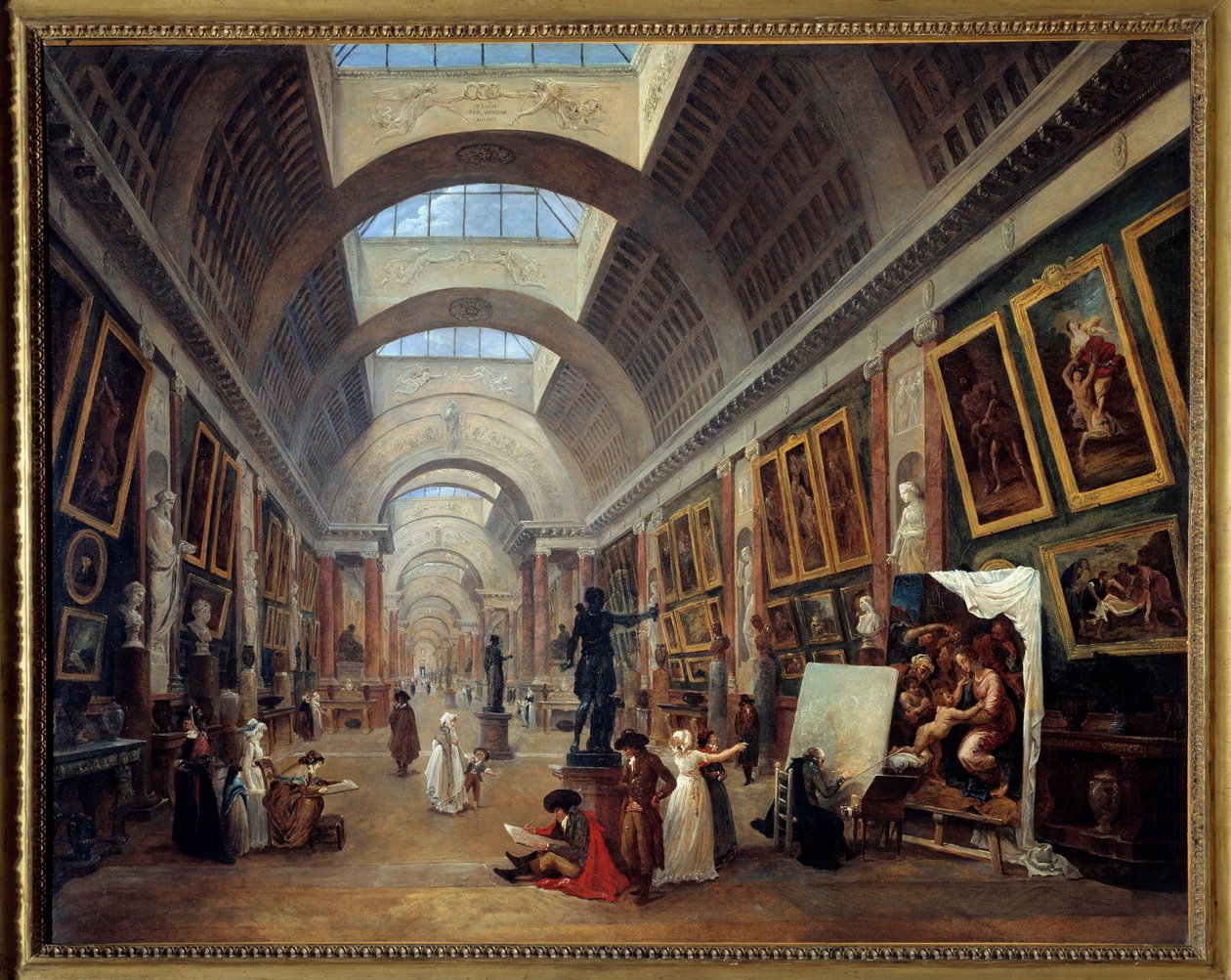 Desenho da Grande Galerie du louvre Pintura de Hubert Robert (1733-1808) 1796 Sol. 1,12x1,43 m. - Desenho para a Grande Galerie du Louvre. Pintura de Hubert Robert (1733-1808) de Hubert Robert