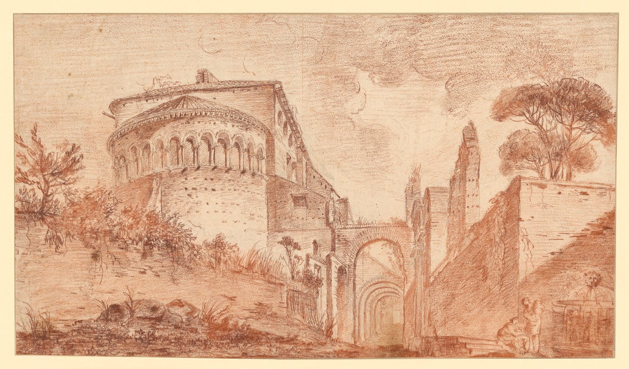 A igreja dos Santos Giovanni e Paolo em Roma, vista da abside de Hubert Robert