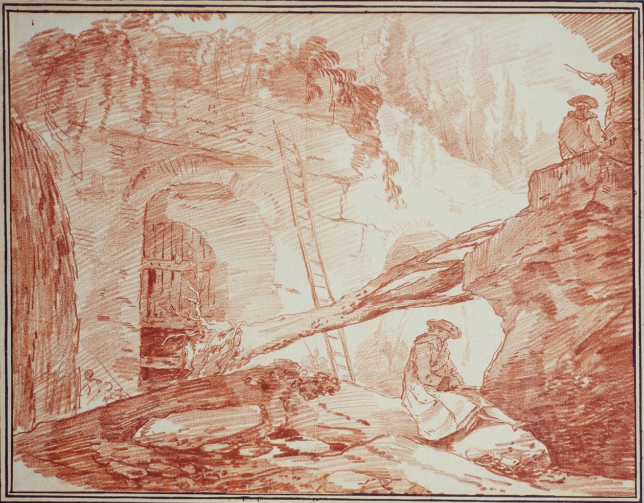 Desenhador nas ruínas do Palatino de Hubert Robert