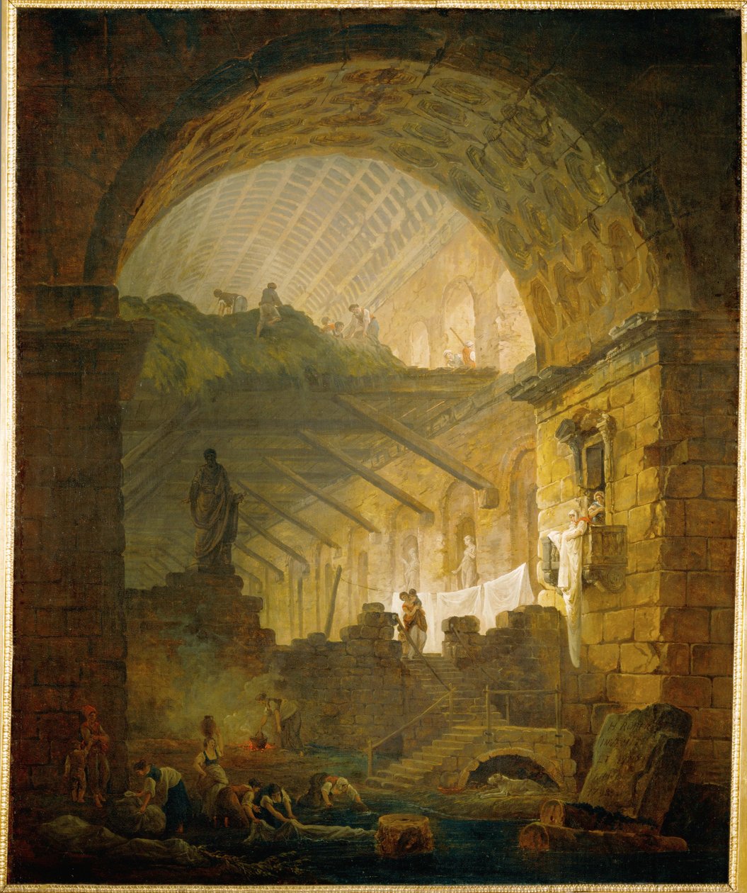 Galerie en ruine (pintura sobre tela) de Hubert Robert