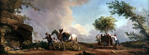 Jardineiros Transportando uma Laranjeira (óleo sobre tela) de Hubert Robert