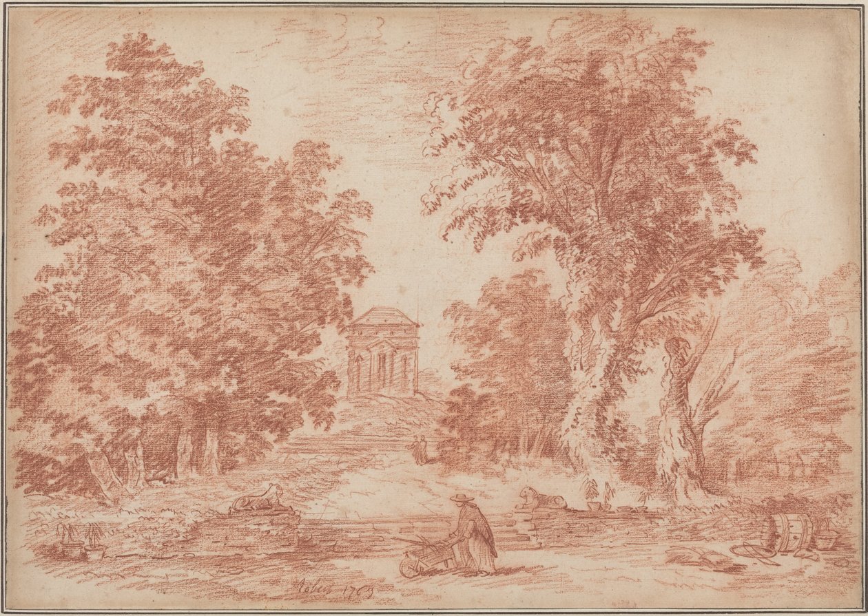 Parque italiano com um «Tempietto» de Hubert Robert