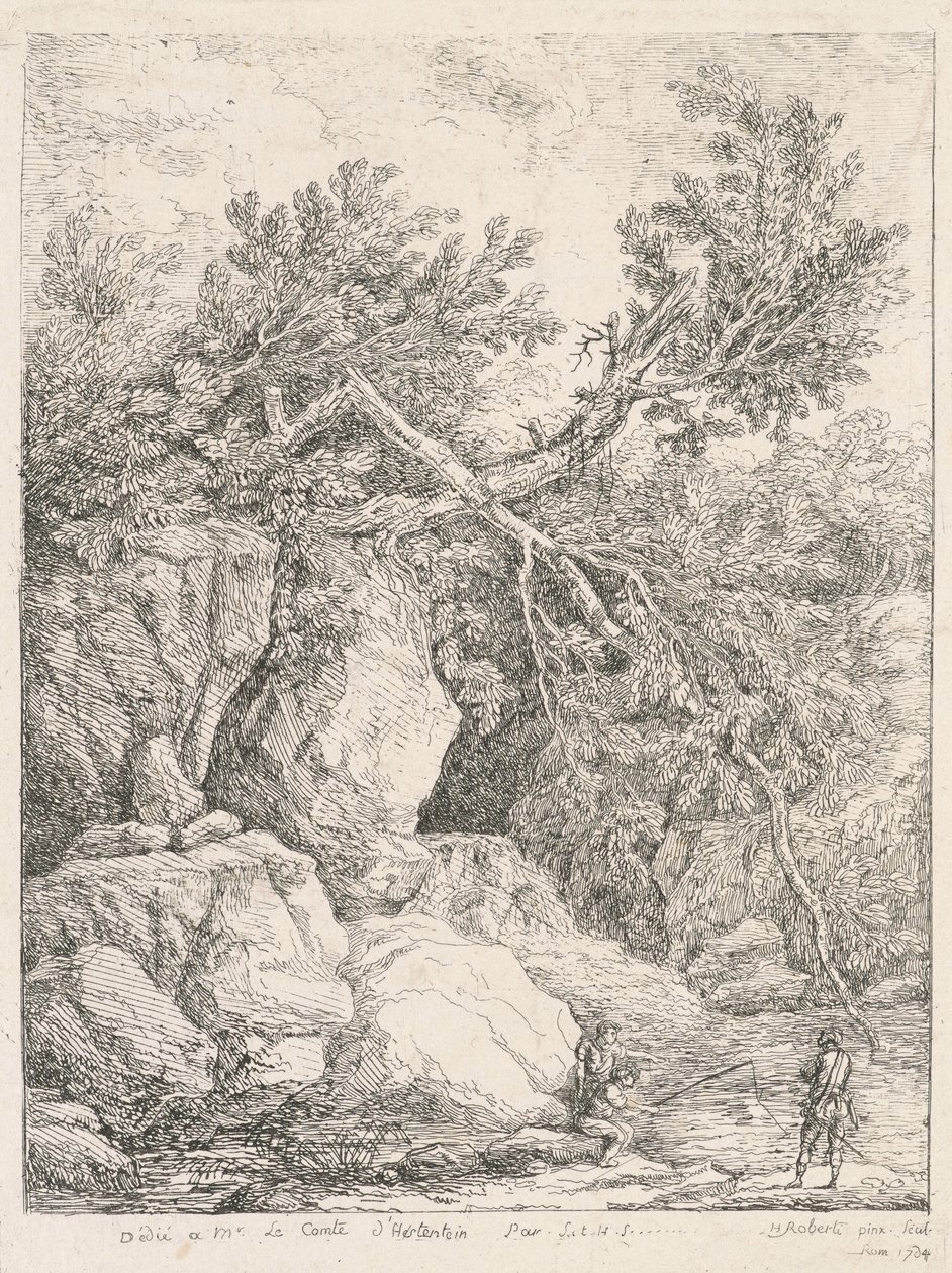 Paisagem com uma árvore caída de Hubert Robert