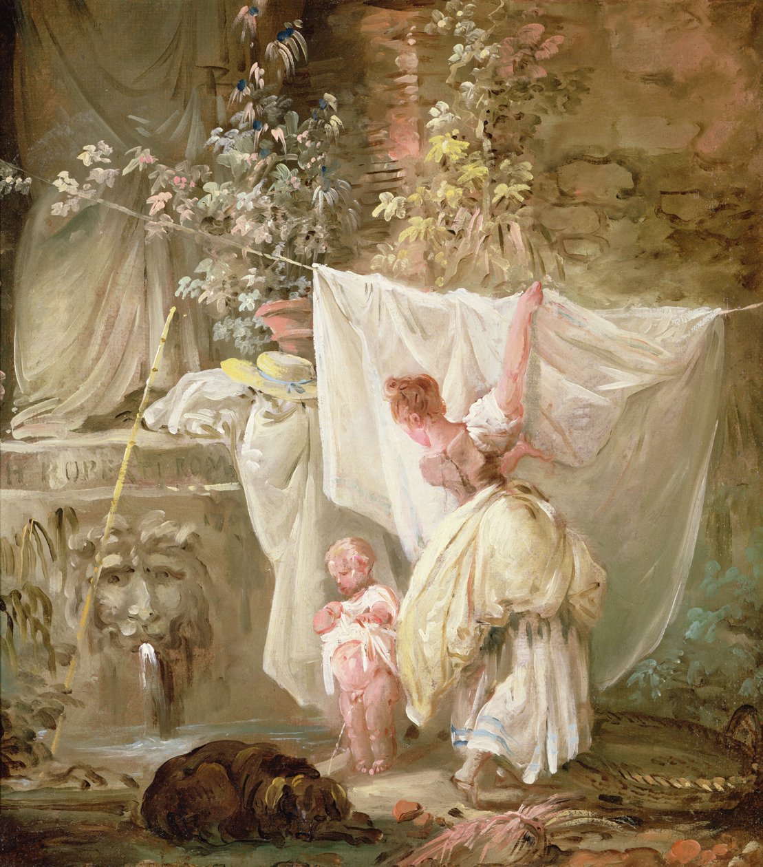 Lavadeira e Criança, 1761 de Hubert Robert