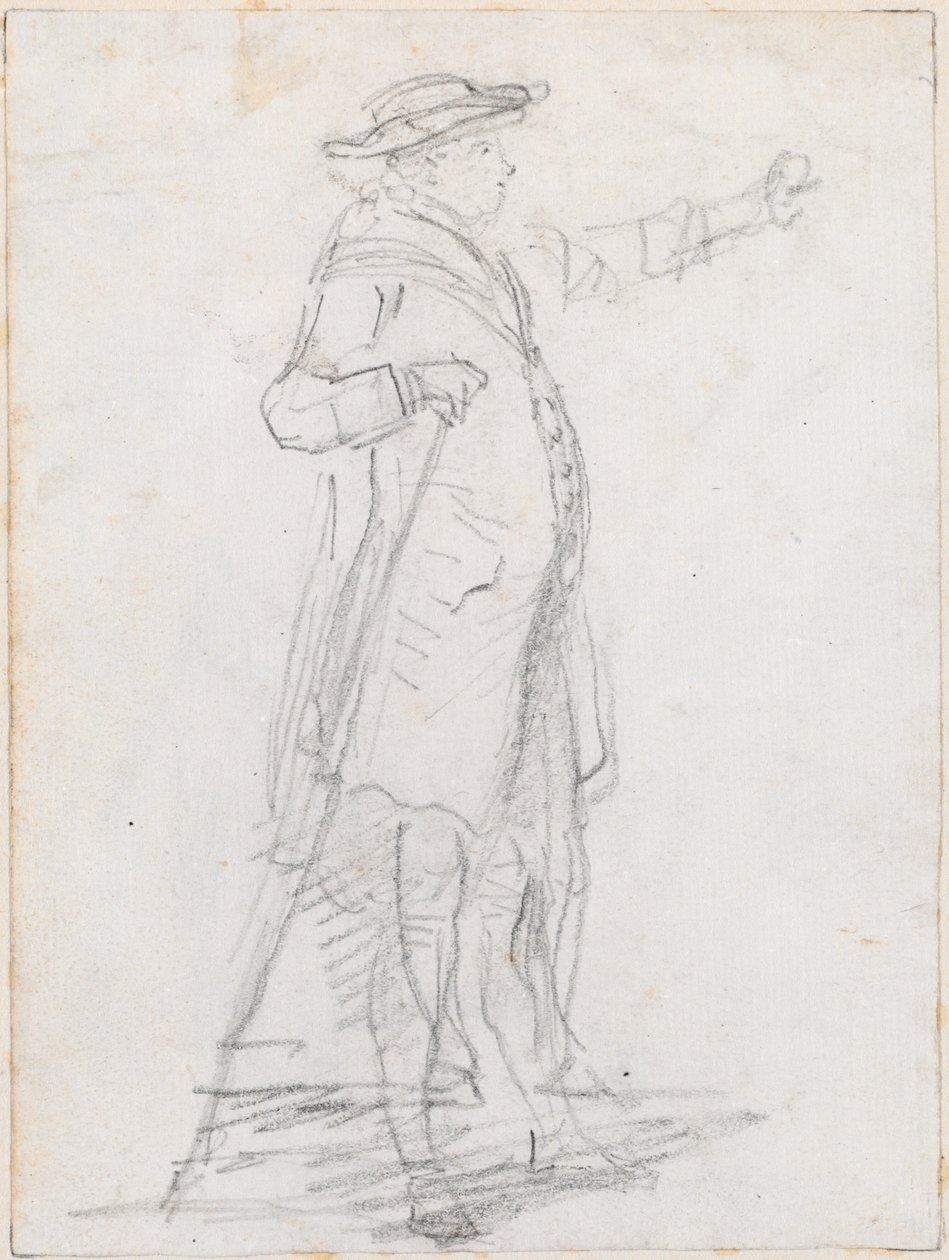 Homem com bengala, visto de perfil [reto] de Hubert Robert
