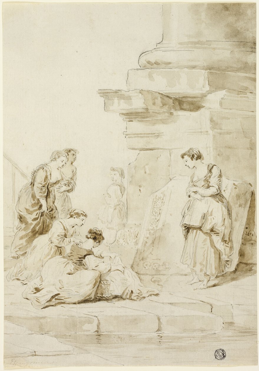 Moisés salvo das águas de Hubert Robert
