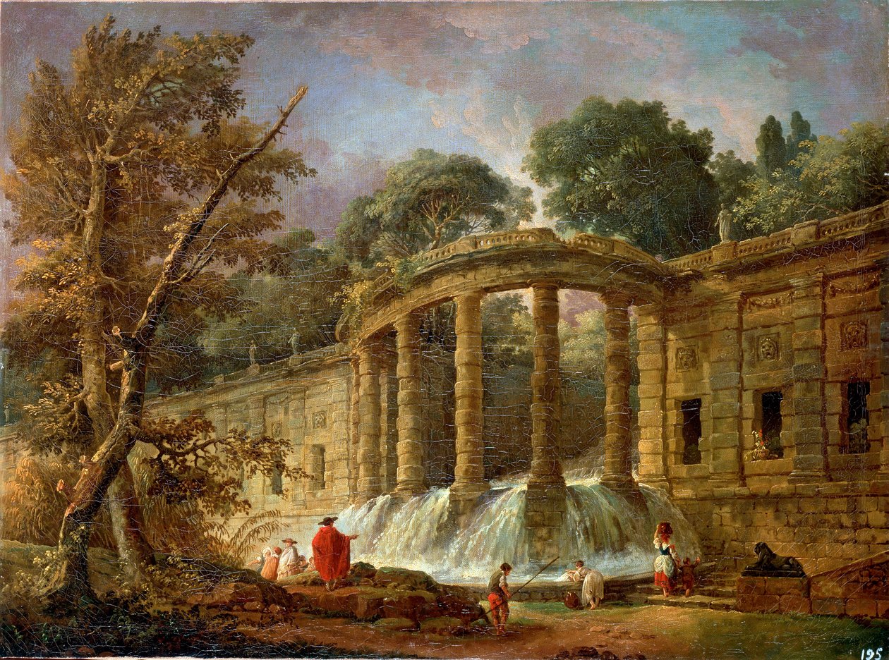 Pavilhão com a cascata, 1760. de Hubert Robert