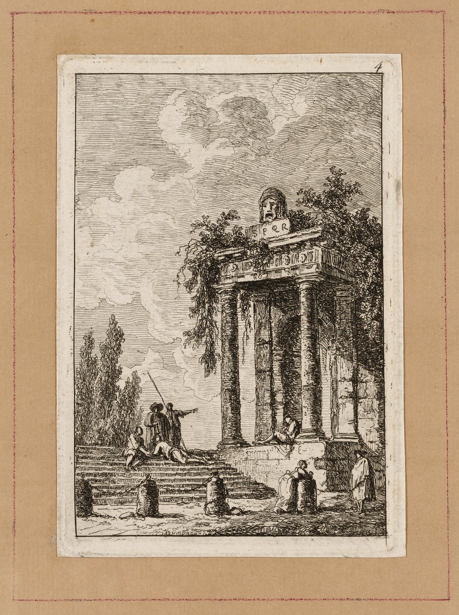 Placa Quatro de Noites em Roma de Hubert Robert