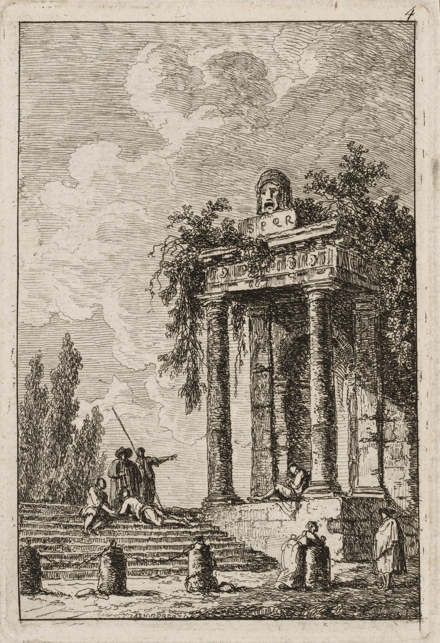 Placa quatro das noites em Roma, 1763-64 de Hubert Robert