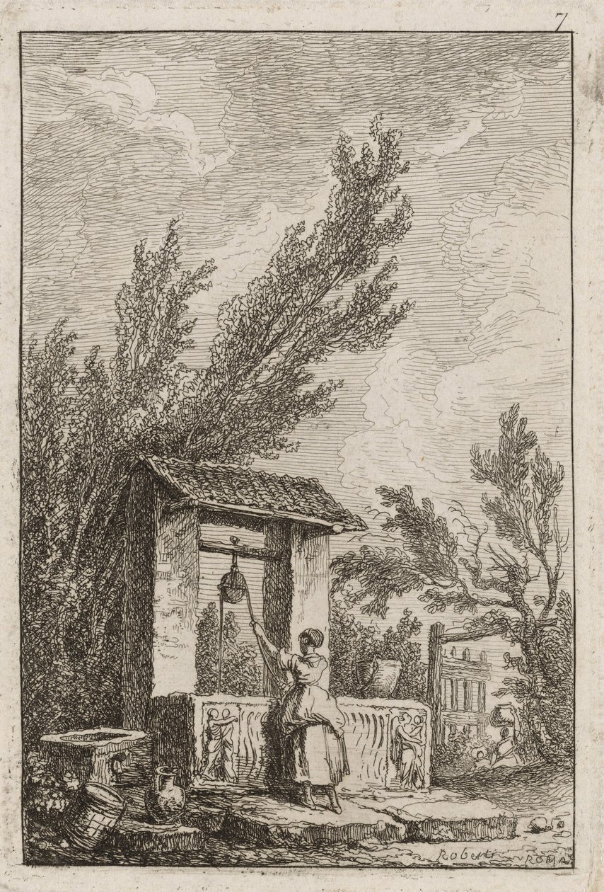 Prato Sete de Noites em Roma de Hubert Robert