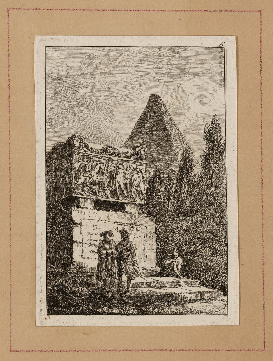 Placa Seis de Noites em Roma de Hubert Robert
