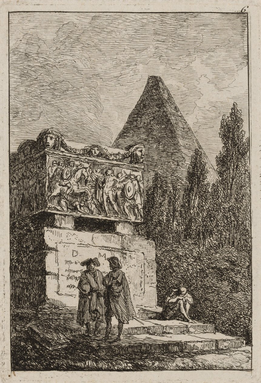 Placa seis das noites em Roma, 1763-64 de Hubert Robert