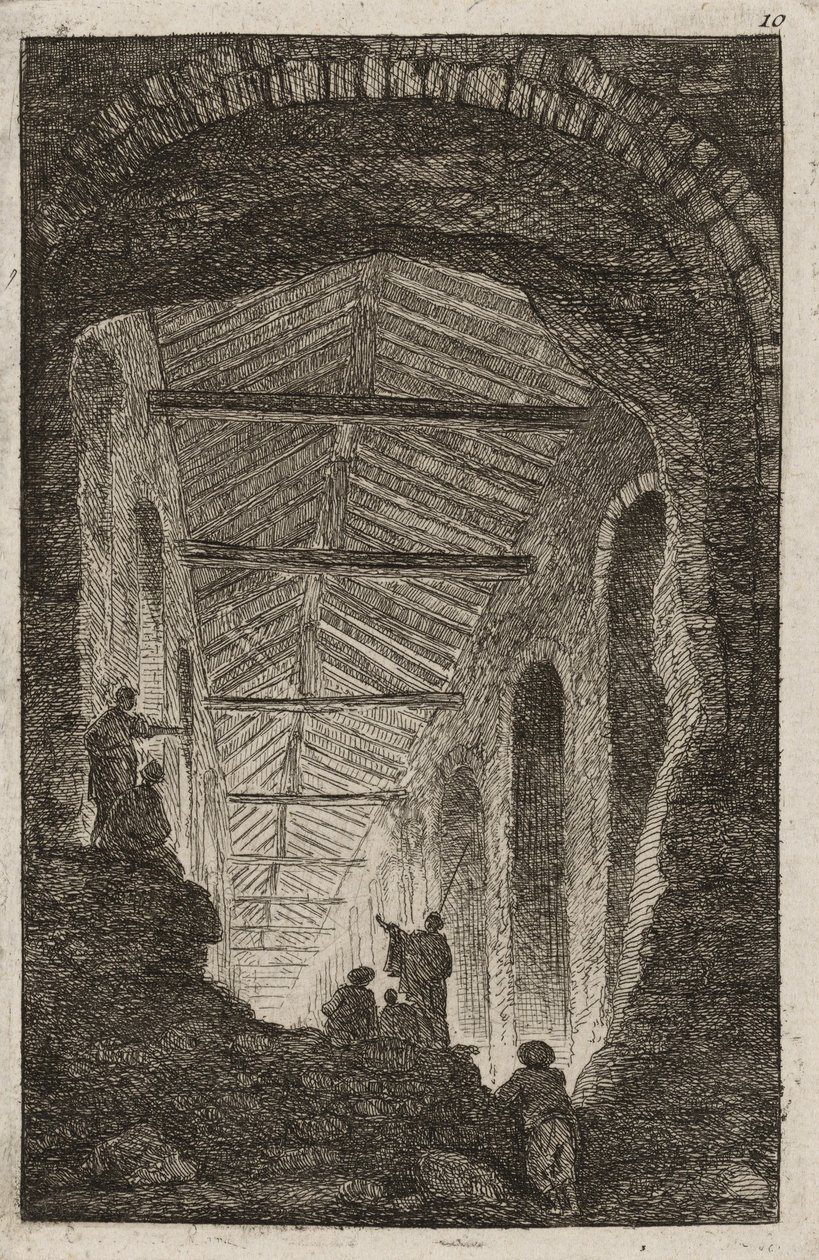 Placa dez das noites em Roma, 1763-64 de Hubert Robert