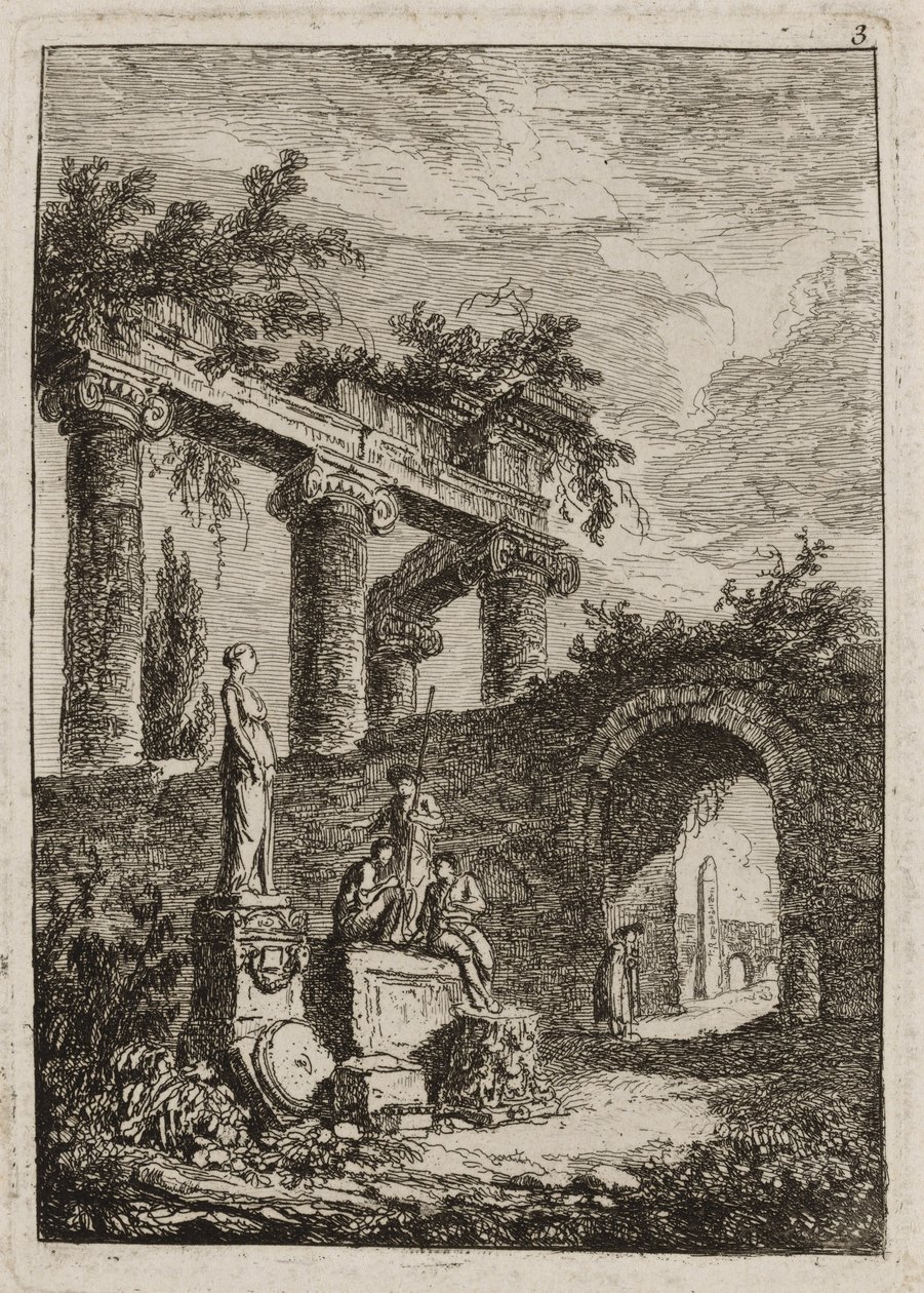 Placa Três de Noites em Roma de Hubert Robert