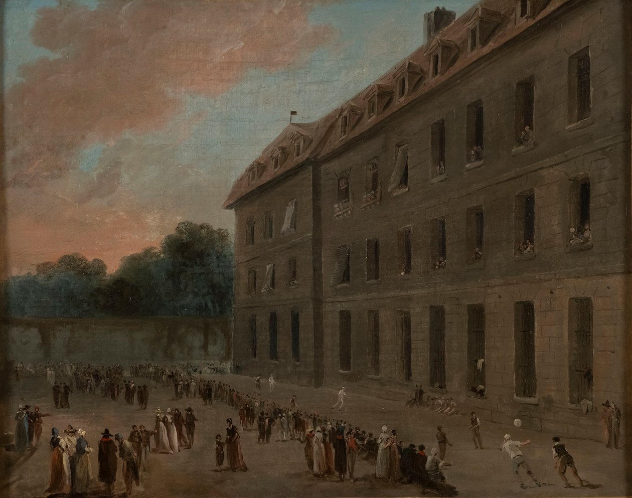 Recreio dos prisioneiros em Saint-Lazare: o jogo da bola de Hubert Robert