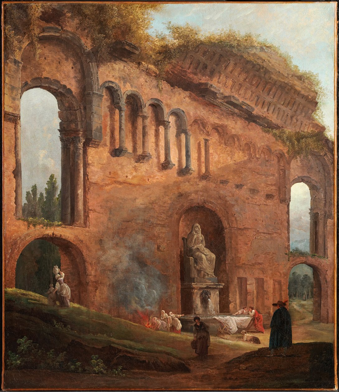 Ruínas romanas com lavadeiras de Hubert Robert
