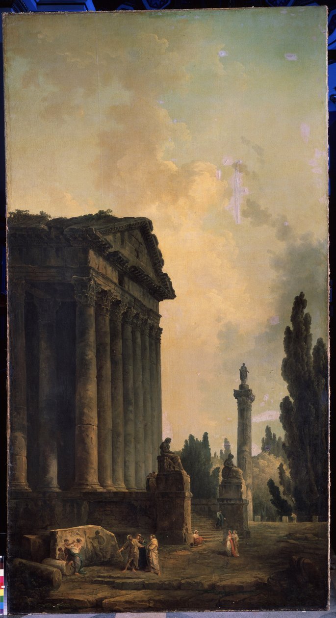 Ruínas. Pintura de Hubert Robert (1733-1808), óleo sobre tela de Hubert Robert