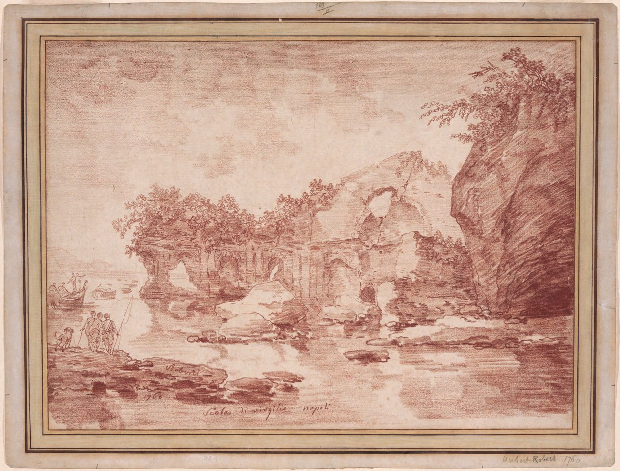 Ruínas junto ao mar perto de Nápoles: a "Scola di Virgilio" de Hubert Robert