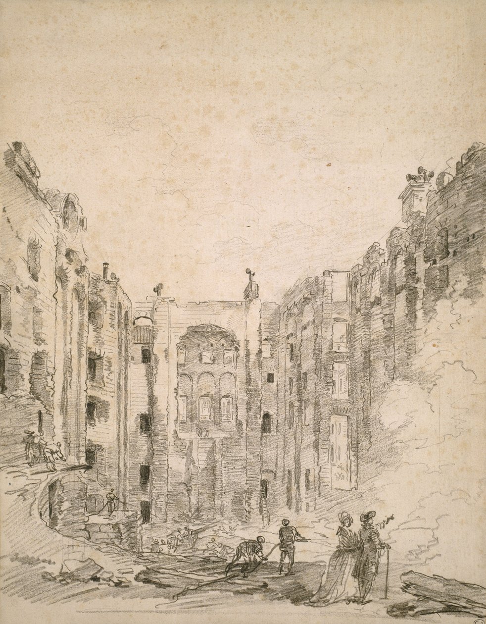 Ruínas da ópera após o incêndio de 1781, 1781 de Hubert Robert