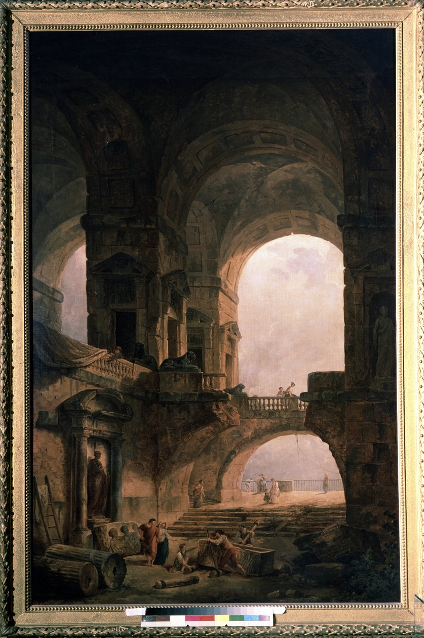 Sarcófago. Pintura de Hubert Robert (1733-1808), óleo sobre tela de Hubert Robert