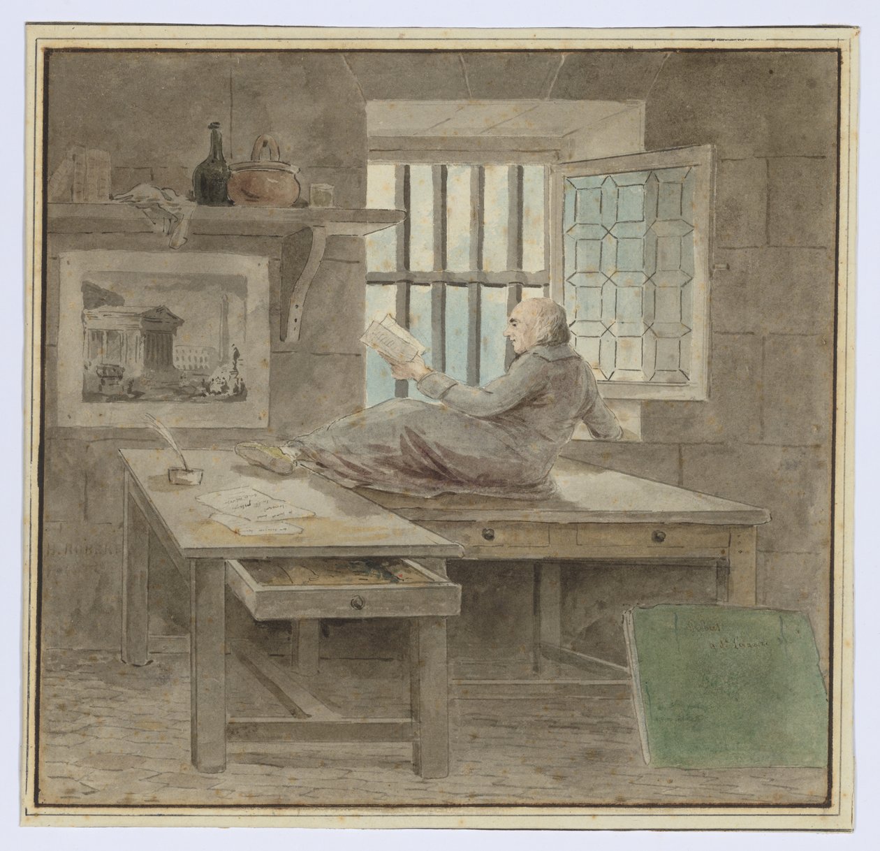 Autorretrato na prisão de Saint-Lazare de Hubert Robert