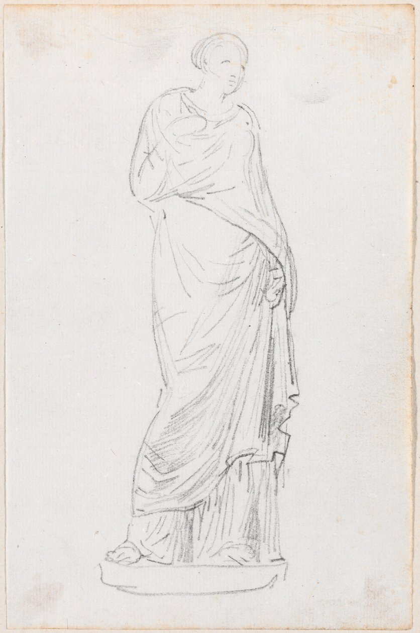Estátua de uma mulher em uma toga de Hubert Robert