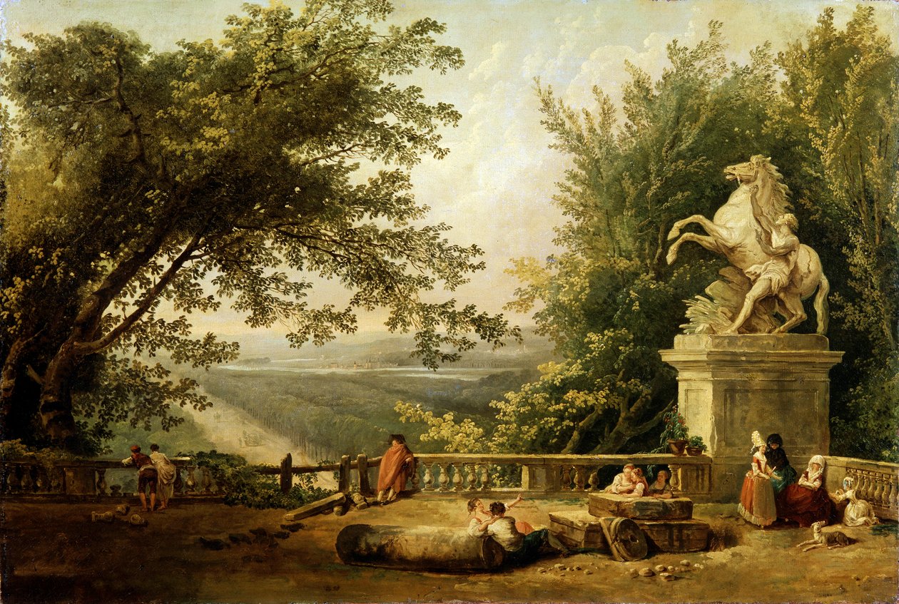 Ruína do terraço em um parque, c1780. de Hubert Robert