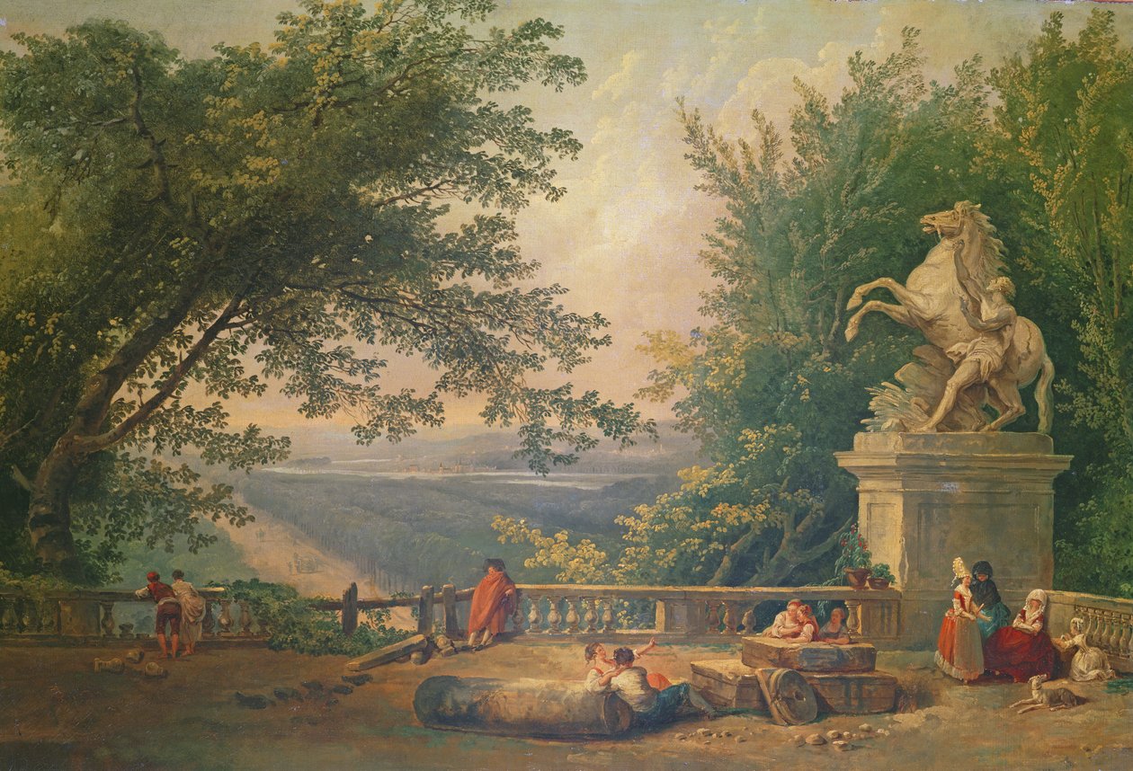 Terrace Ruins in a Park, c.1780 (óleo sobre tela) de Hubert Robert