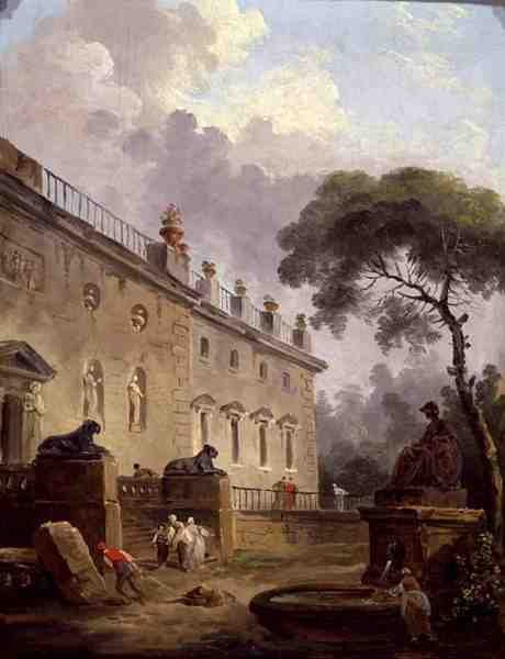 Terraço da Villa Madama (óleo sobre painel) de Hubert Robert
