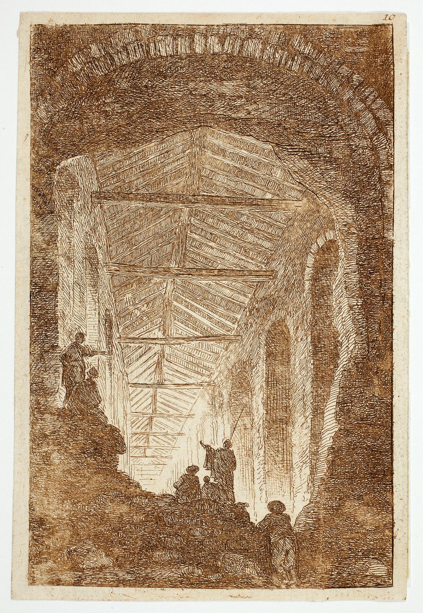 A Galeria de Antiguidades, prato dez de Les Soirées de Rome de Hubert Robert