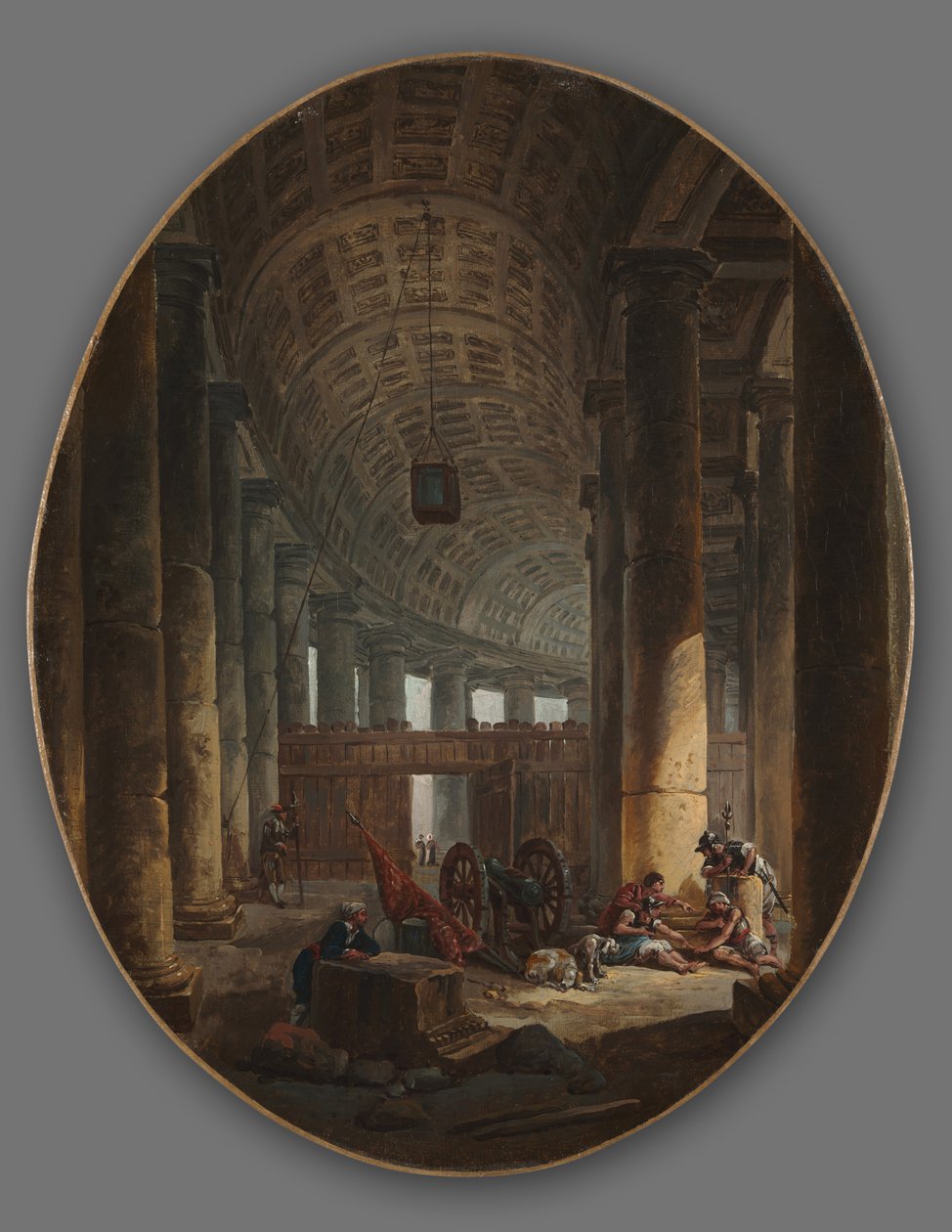 A Colunata de São Pedro, Roma, durante o Conclave, c.1769 de Hubert Robert