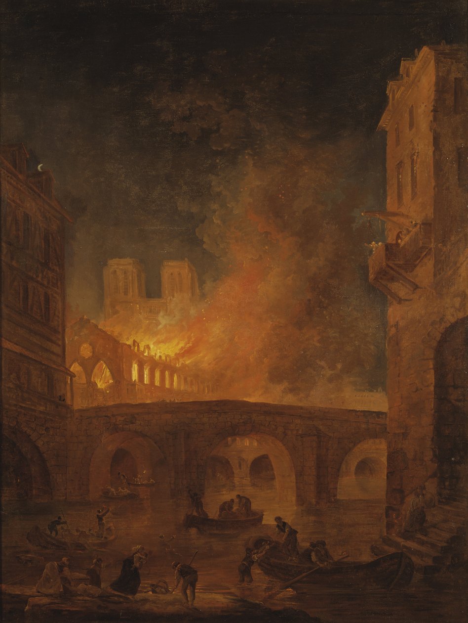 O incêndio do Hotel-Dieu em Paris, por Robert, Hubert de Hubert Robert