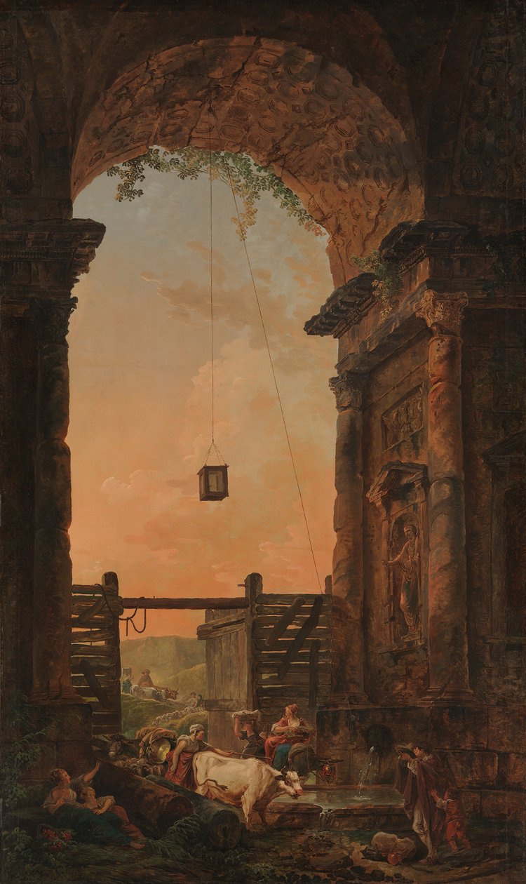 O Retorno do Gado, c. 1773-75. de Hubert Robert