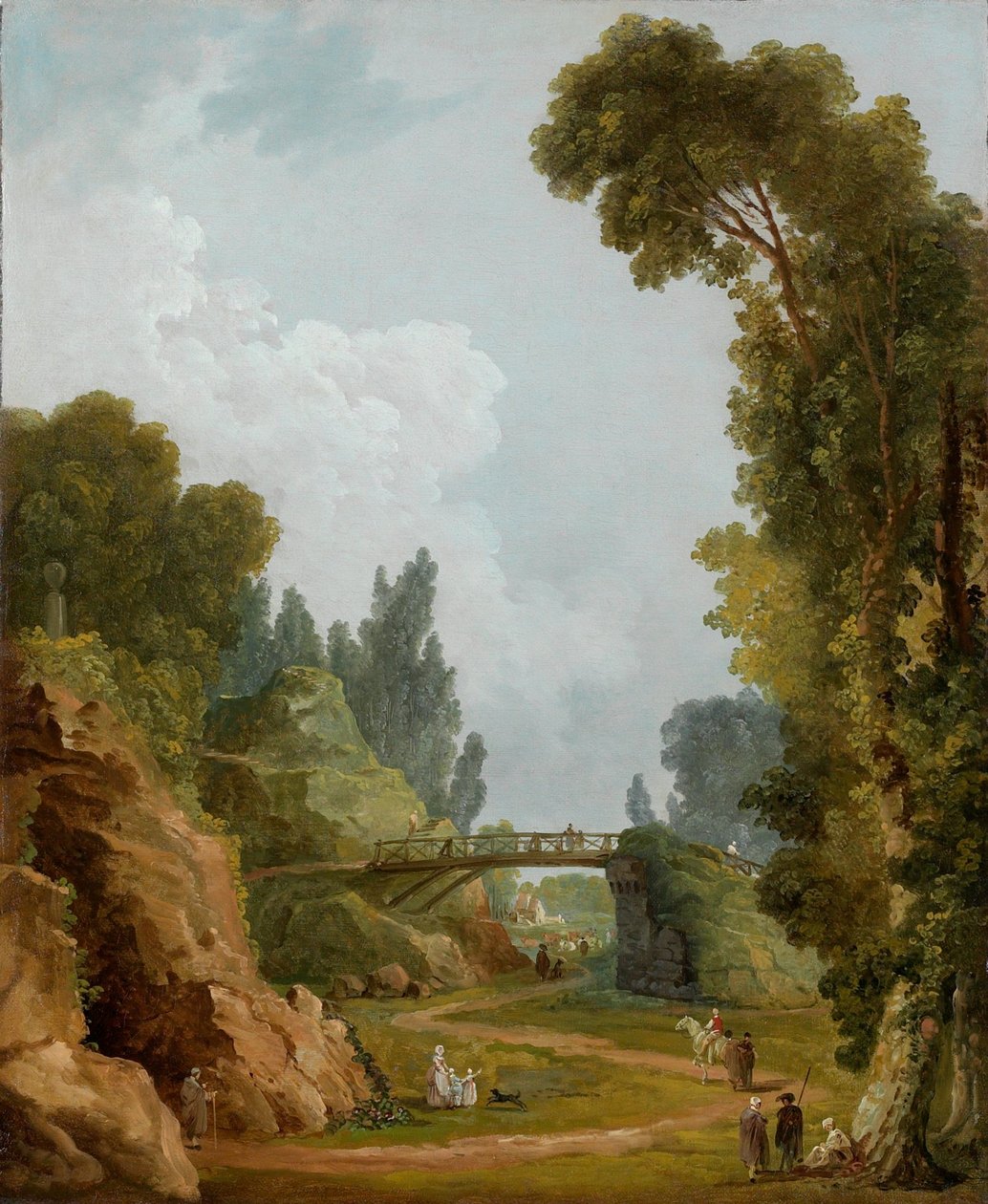 A ponte rústica, Château de Méréville, França de Hubert Robert