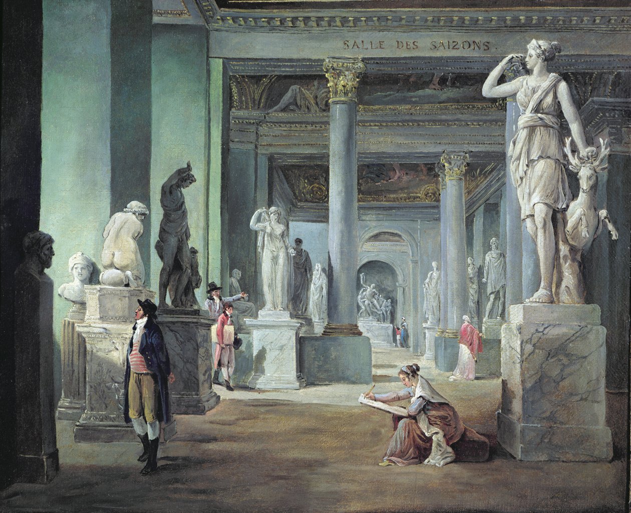 A Salle des Saisons no Louvre, c.1802 (óleo sobre tela) de Hubert Robert