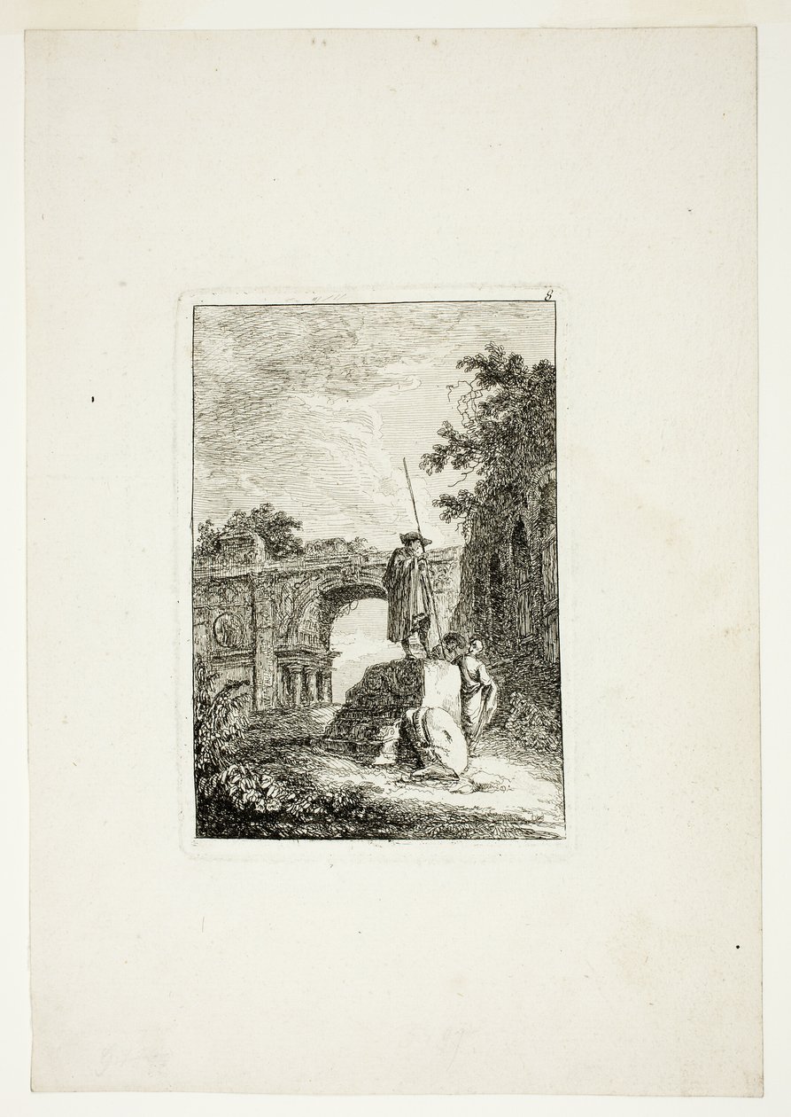 O Arco do Triunfo, placa oito de Noites em Roma de Hubert Robert