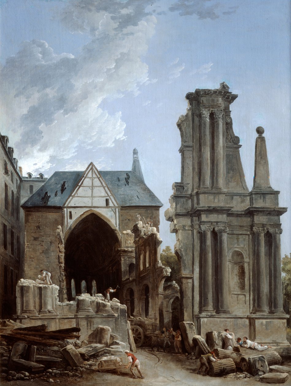 A demolição da Igreja dos Feuillants, 1805 de Hubert Robert