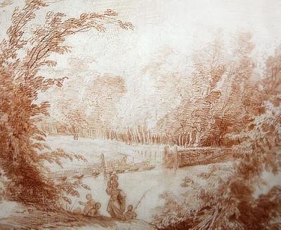 O jardim da casa de campo de Claude-Henri Watelet em Le Moulin-Joli (giz vermelho sobre papel) de Hubert Robert