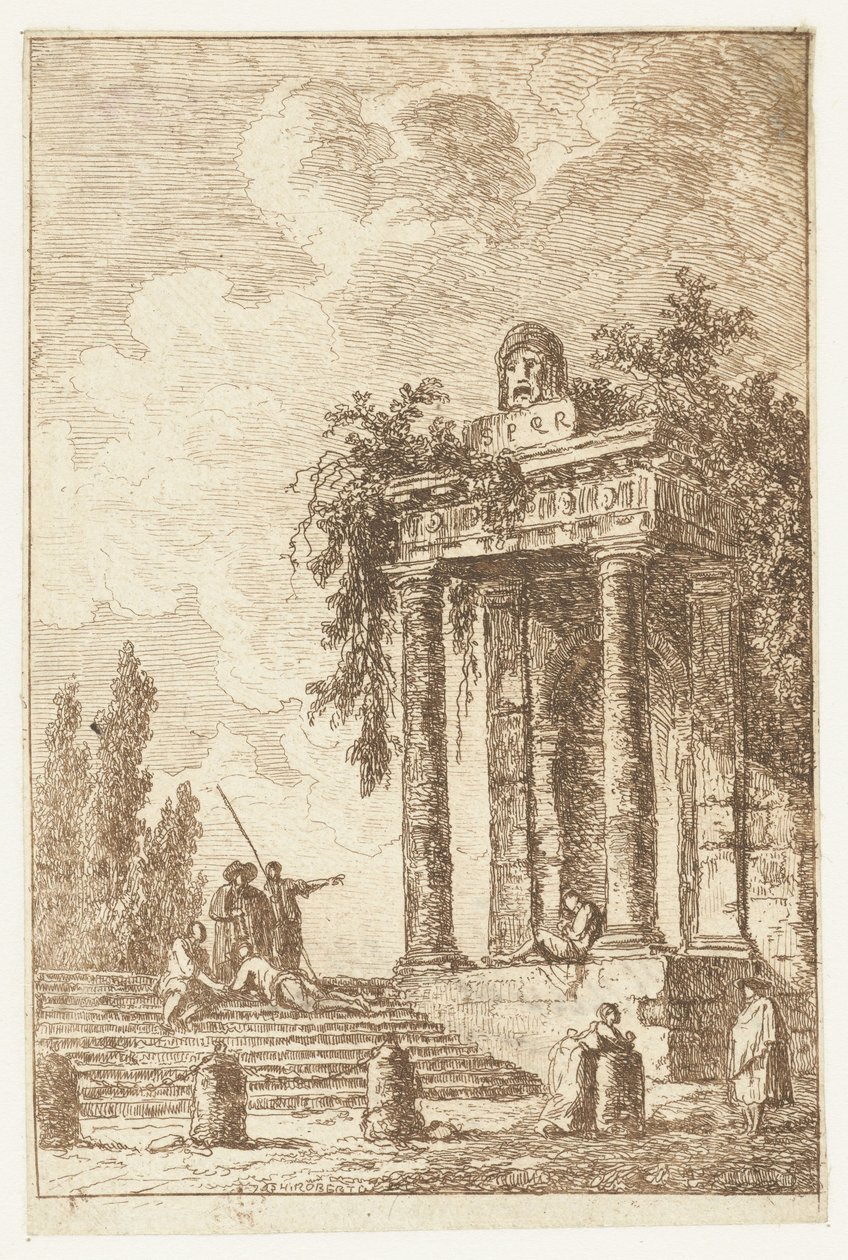 Escadas com os quatro postos de fronteira
Les Soireés de Rome (título da série)
Rostos romanos` (título da série) de Hubert Robert