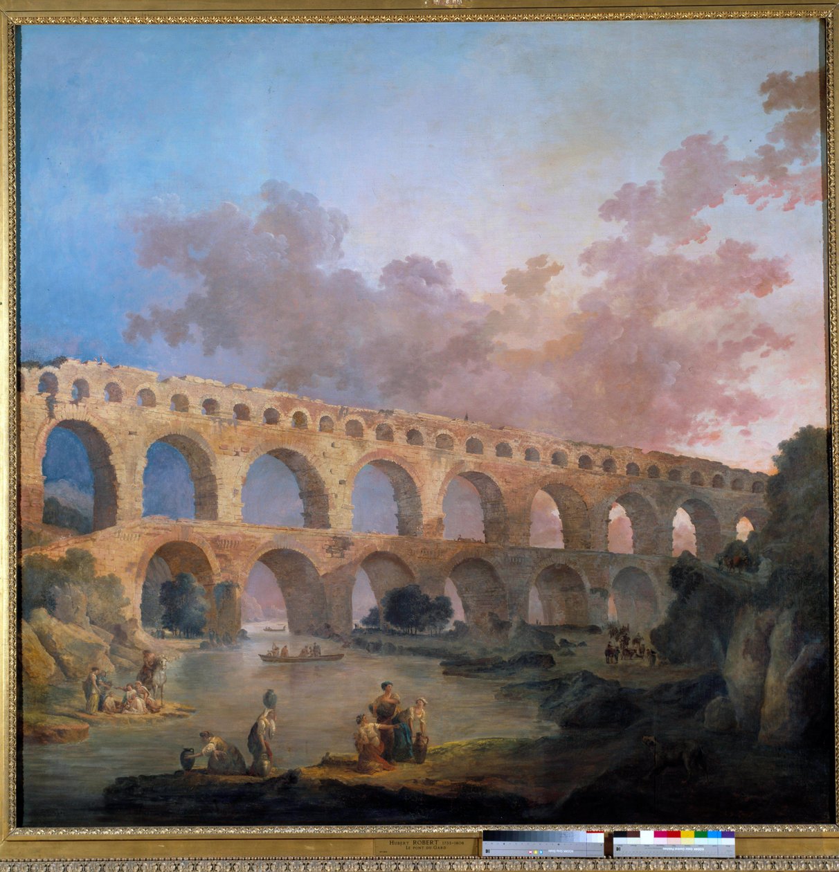 Vista da ponte do Jardim Pintura de Hubert Robert (1733-1808) Sol do século XVIII. 2,42x2,42 m - Vista da Pont du Gard (França). Pintura de Hubert Robert (1733-1808) de Hubert Robert