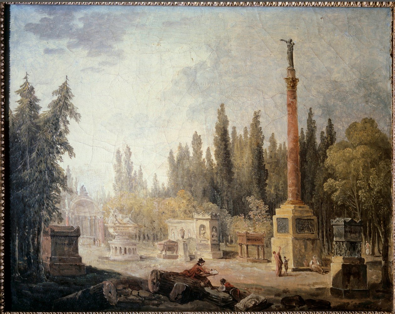Vista do jardim do Musee des Monuments Francais Pintura de Hubert Robert (1733-1808) Século XVIII. Paris, Musee Carnavalet de Hubert Robert