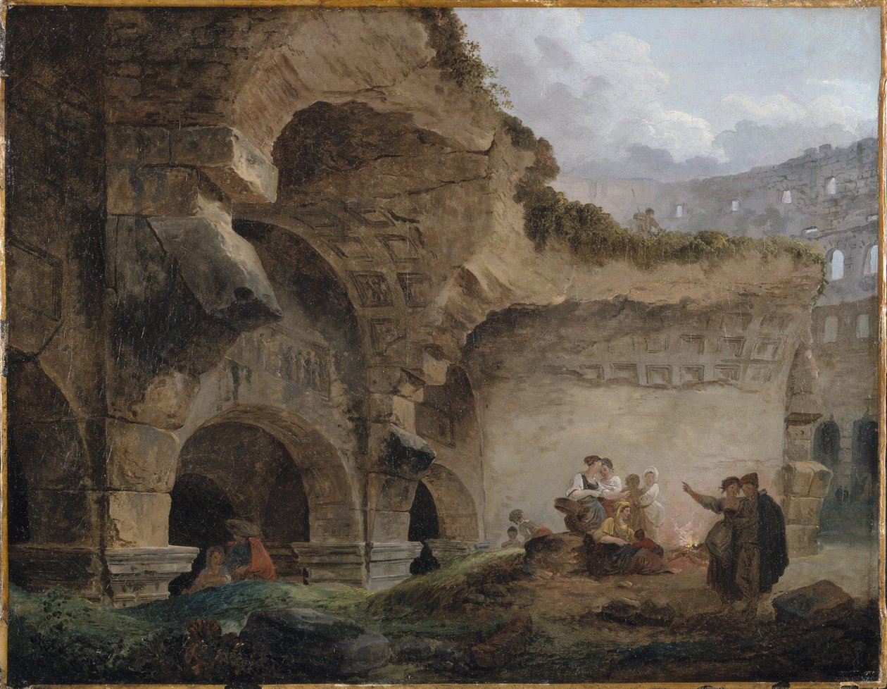 Lavadeiras nas ruínas do Coliseu de Hubert Robert