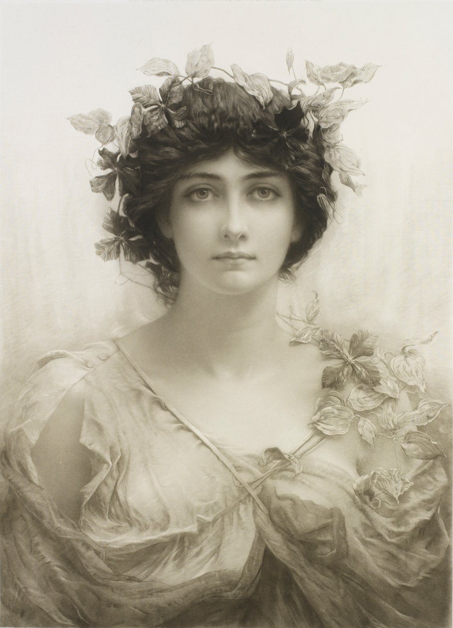 Clematis (gravação de método misto) de Hubert von Herkomer
