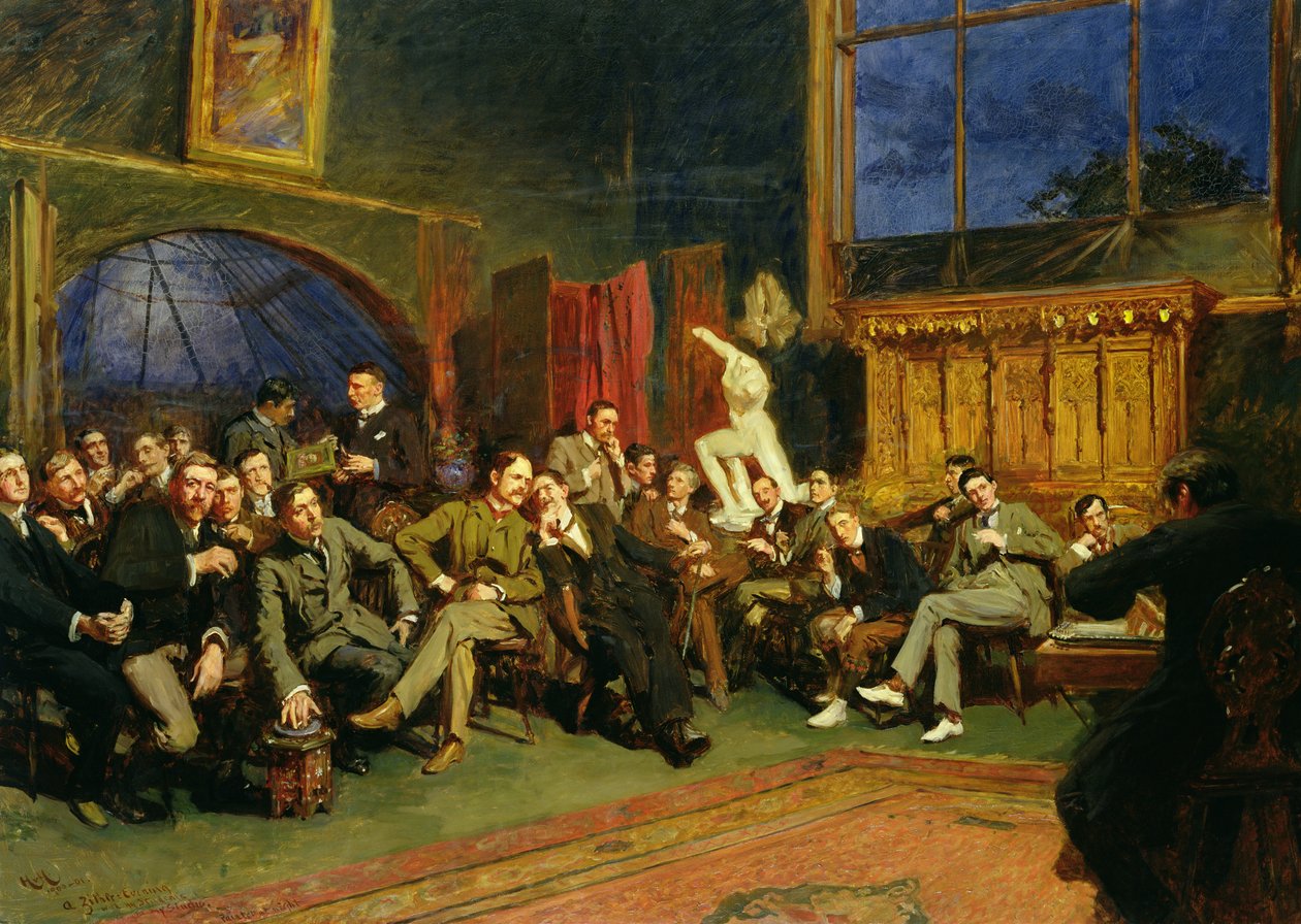 Noite no estúdio com meus alunos, 1886 de Hubert von Herkomer