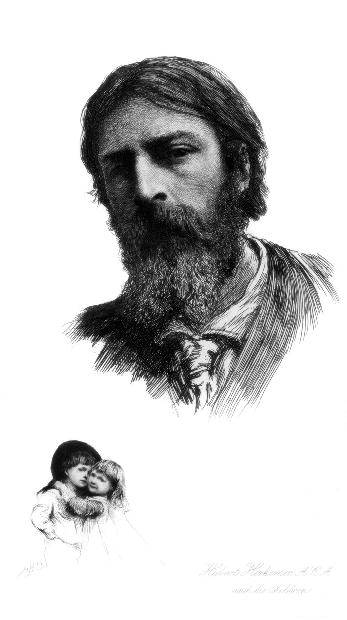 Hubert Herkomer, artista britânico nascido na Alemanha e seus filhos, c1880-1882. de Hubert von Herkomer