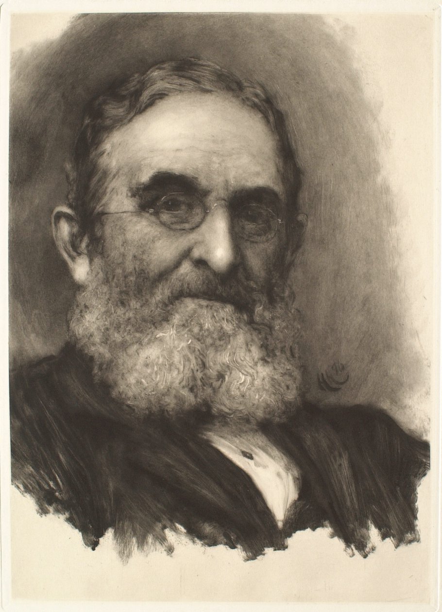 Retrato de um homem barbudo com óculos de Hubert von Herkomer