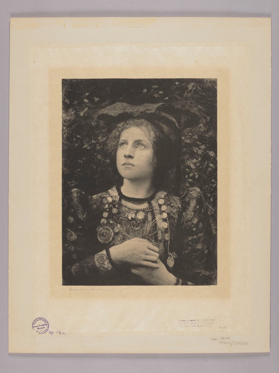 Retrato de uma menina em traje decorativo de Hubert von Herkomer
