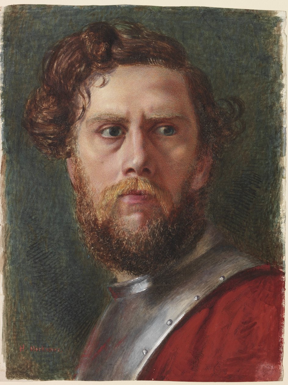 Estudo de uma cabeça (aguarela e bodycolour no papel) de Hubert von Herkomer