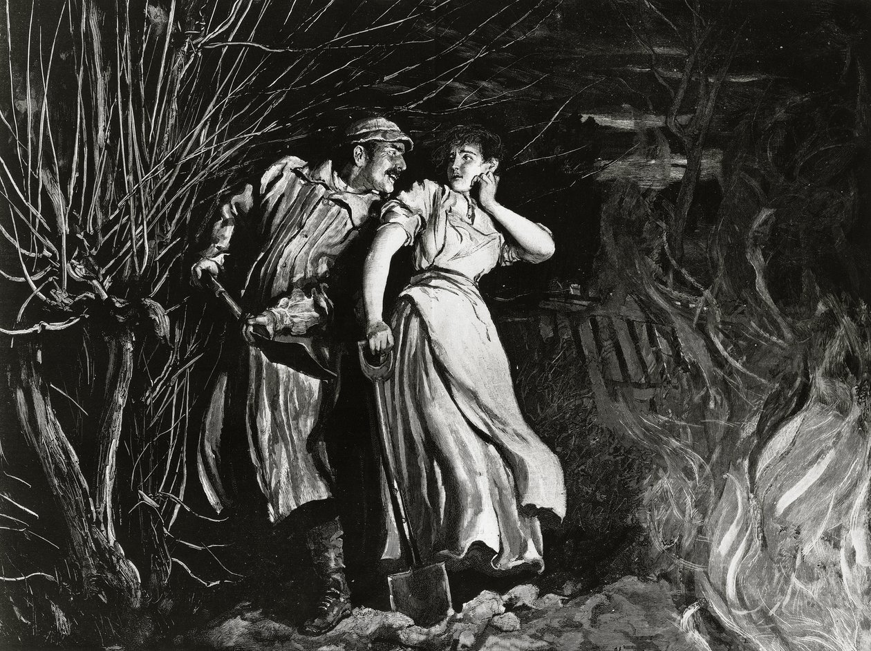 Tess assediado por Alec D&39;Urberville, placa 21 da serialização mensal de &39;Tess of the D&39;Urbervilles&39; por Thomas Hardy, impressa em &39;The Graphic&39;, 1891 de Hubert von Herkomer